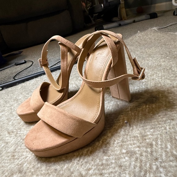 Asos Nude Heels Block Heel Sandals Size 8 - Picture 5 of 12